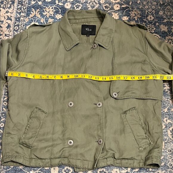 Rails Barclay Sage Green Linen Blend Double-Breasted Military Modern Jacket - Picture 15 of 16